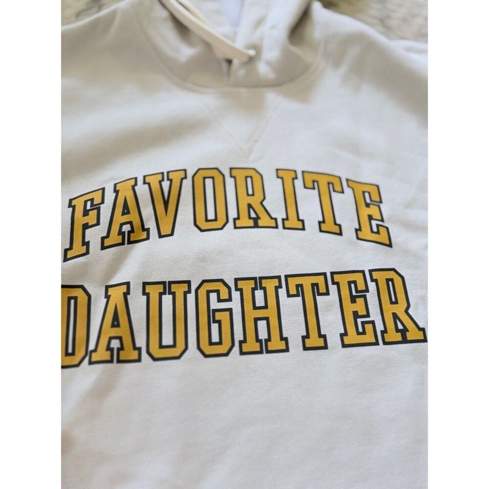 Favorite Daughter The Cropped Collegiate Cotton Blend Hoodie Stone/Dijon - Picture 3 of 6
